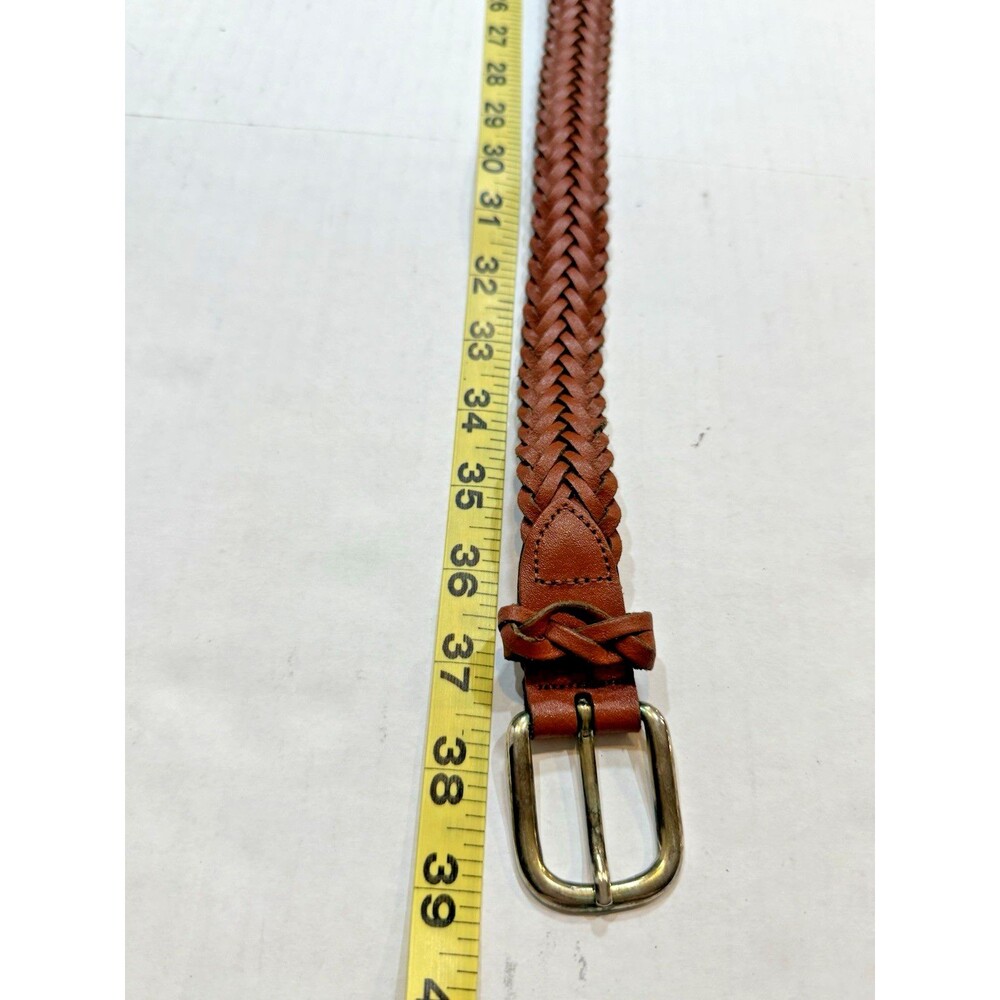 Capezio Women Brown Genuine Leather Braided Belt M/L Woven Fits 36 Waist - Picture 8 of 11